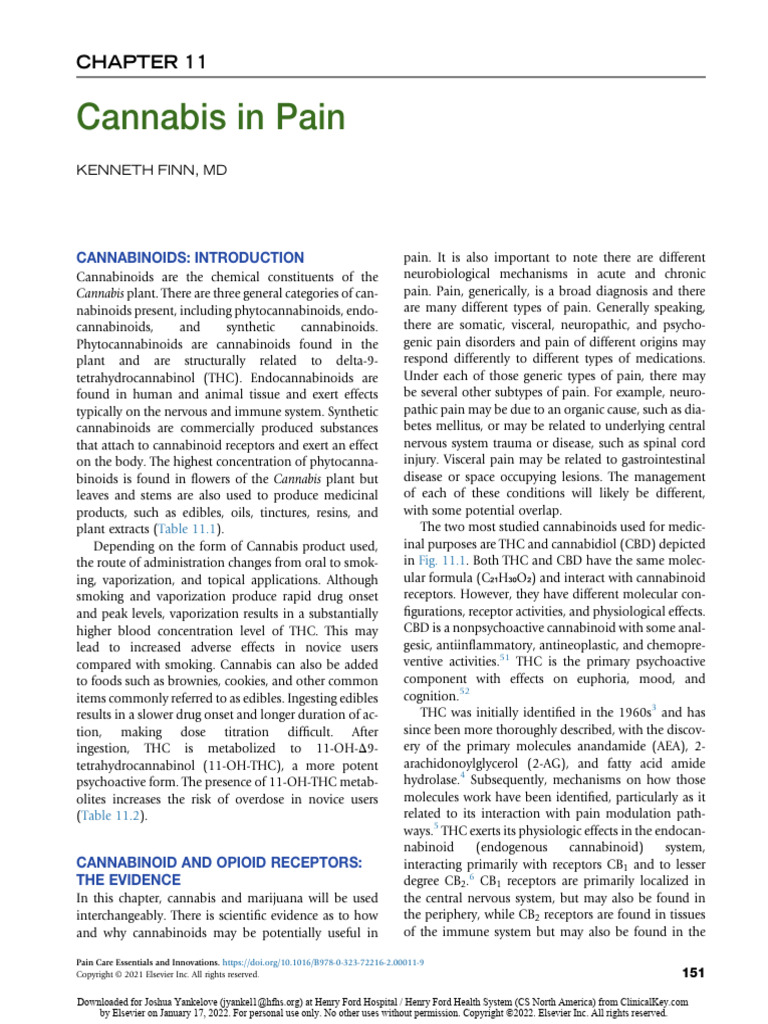 Cannabinoids for Pain Management | PDF | Cannabis (Drug) | Medical Cannabis