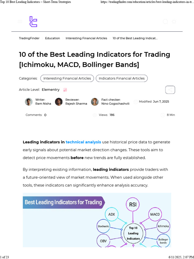 Top 10 Leading Indicators for Traders | PDF | Technical Analysis ...