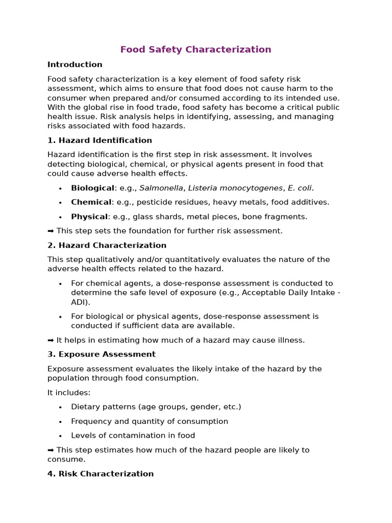 Hazard Characterization in Food Safety | PDF | Food Safety | Hazards