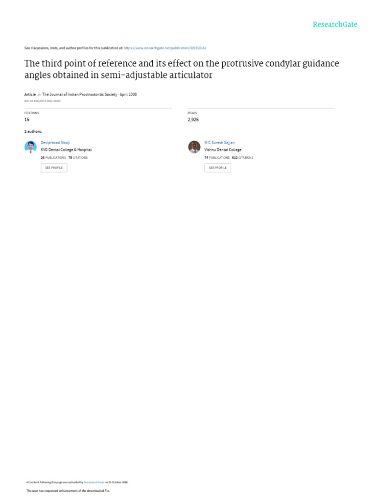 Protrusive Condylar Guidance Study | PDF | Dentistry Branches