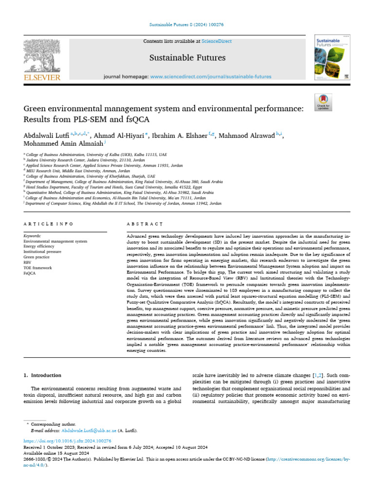 Green Environmental Management System and Environmental Performance ...