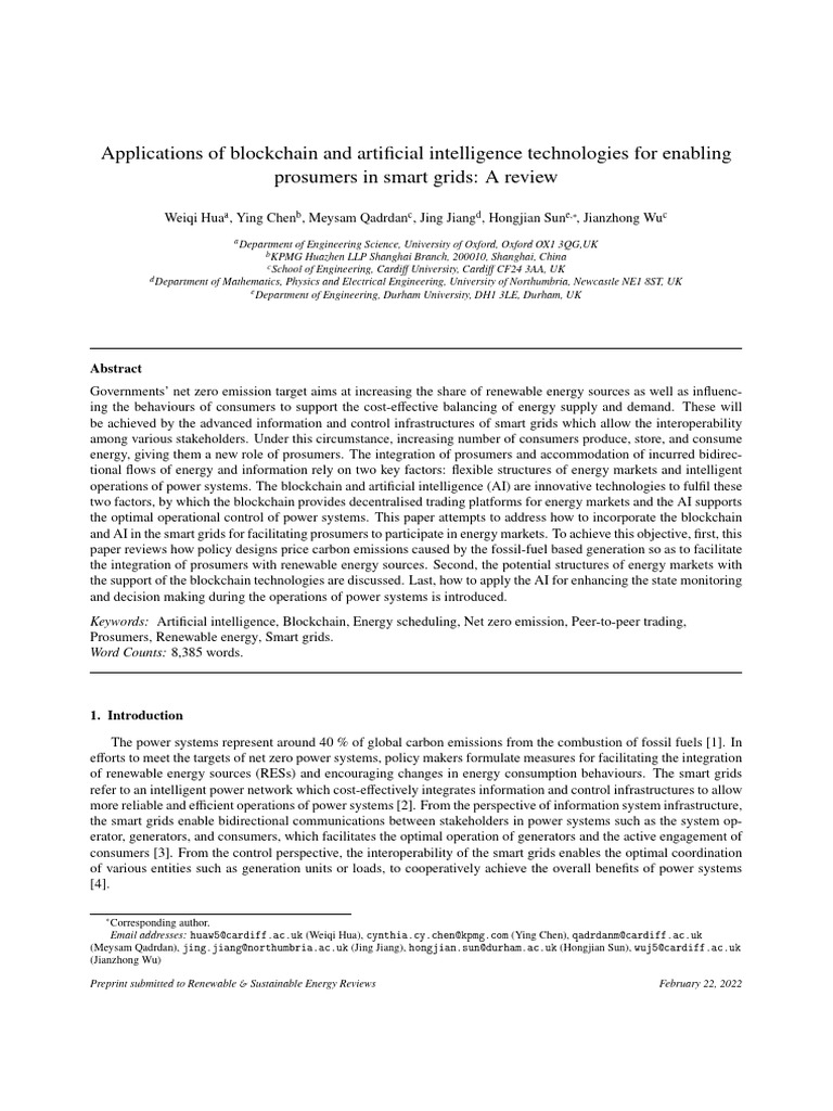 Blockchain and AI for Smart Grid Prosumers | PDF | Emissions Trading ...