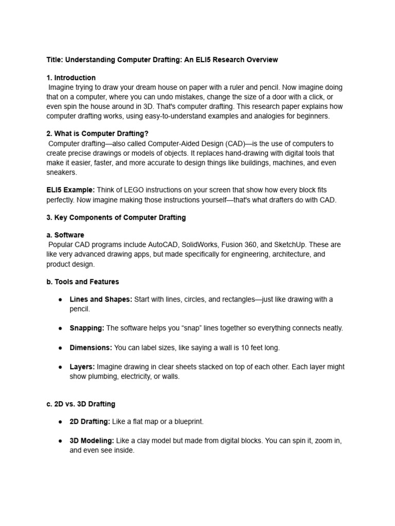 Title - Understanding Computer Drafting - An ELI5 Research Overview ...