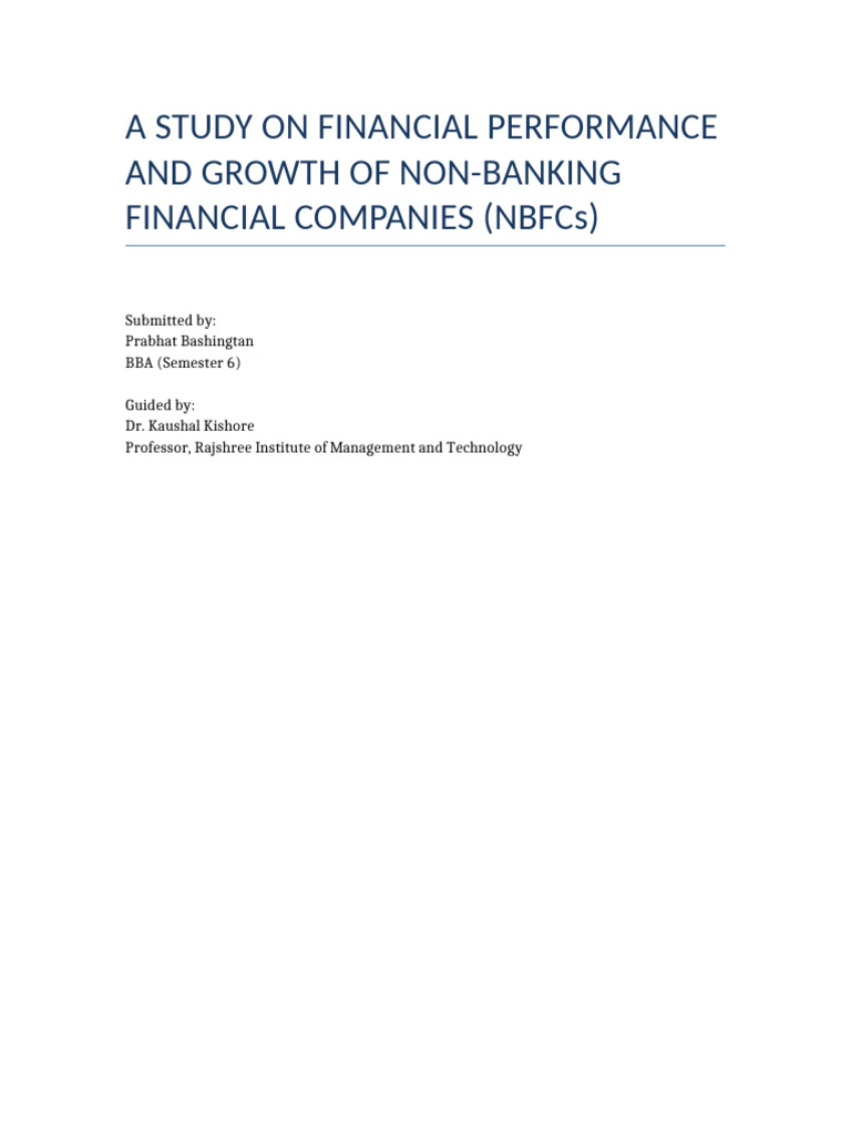 Financial Performance of NBFCs in India | PDF | Non Bank Financial ...