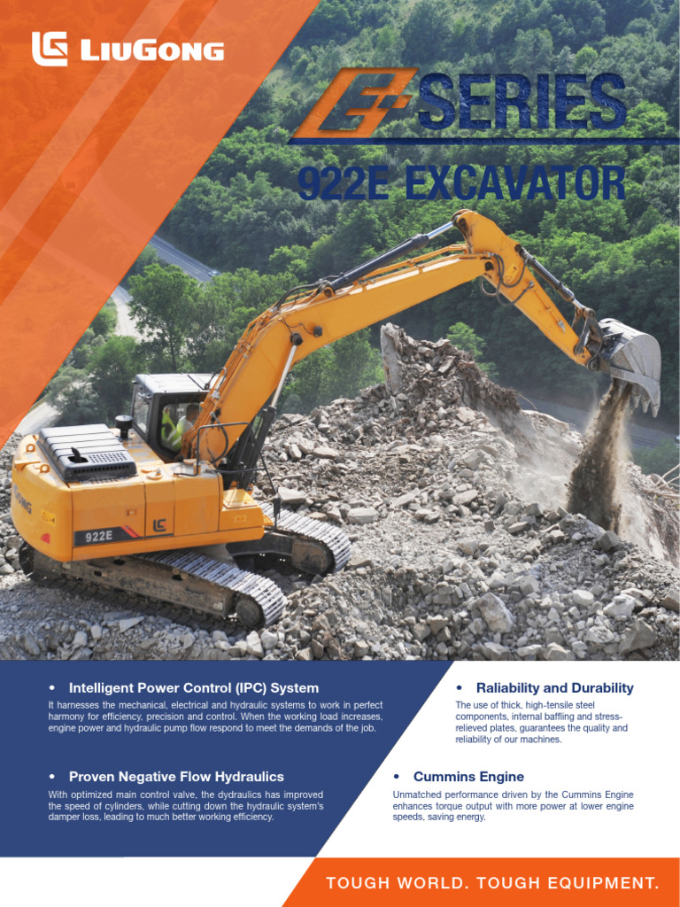 LiuGong 922E Excavator Overview | PDF | Horsepower | Engines