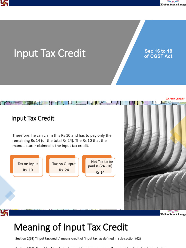 Understanding Input Tax Credit in GST | PDF | Taxes | Invoice