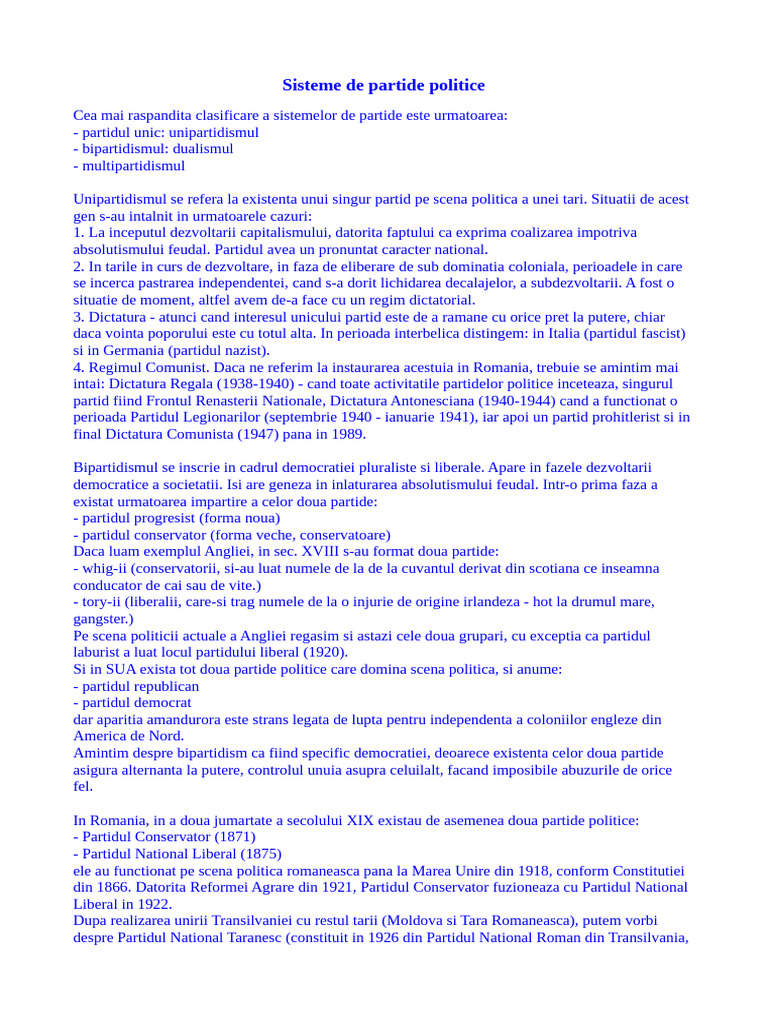 Sisteme de Partide Politice | PDF