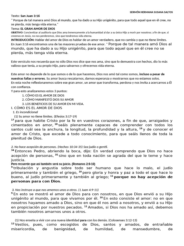 El Gran Amor de Dios en Juan 3:16 | PDF | Amor | Vida eterna (cristianismo)