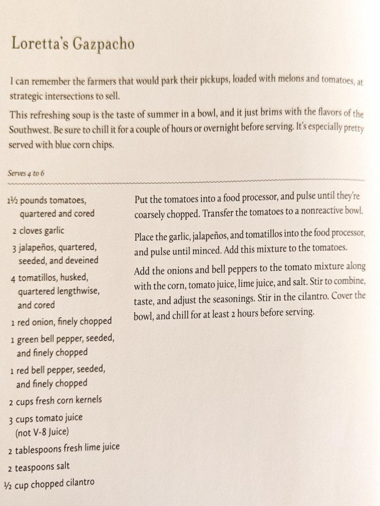 Corn Dance - Loretta's Gazpacho (Loretta Barret Oden) | PDF