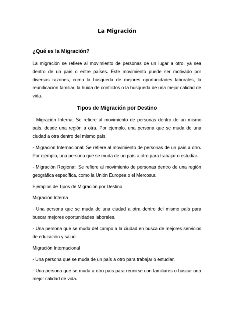 Tipos y Causas de la Migración | PDF | Migración humana