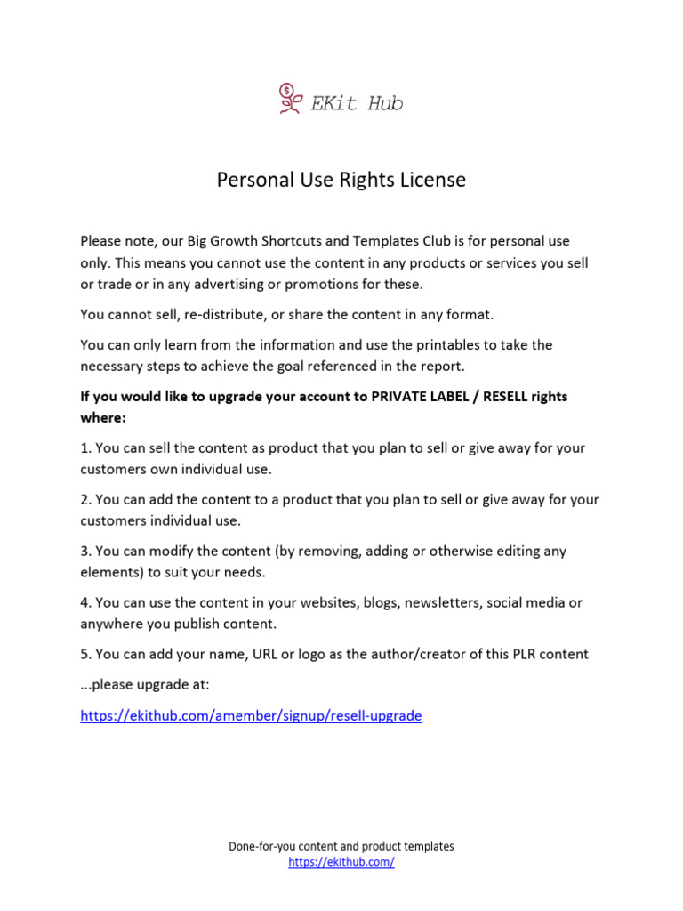 Personal Use Content Templates Guide | PDF