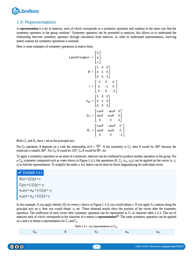 C2v Symmetry Representations Explained | PDF | Cartesian Coordinate ...