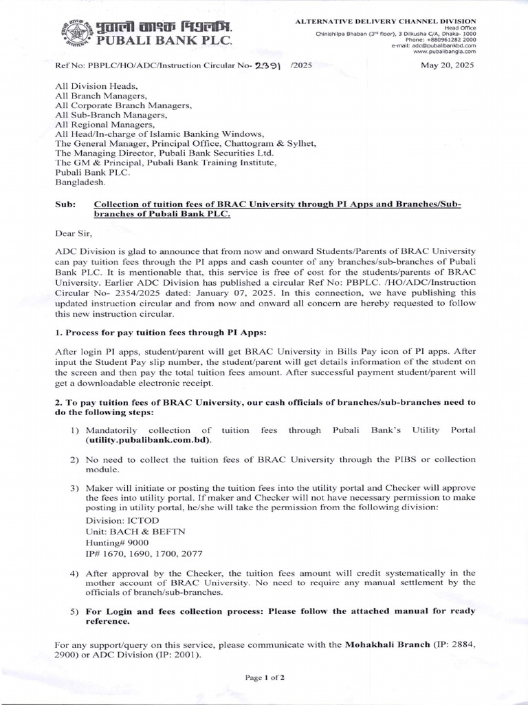 Tuition Fees Collection of BRAC University | PDF