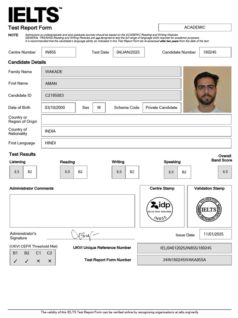 Understanding IELTS Test Report Form | PDF
