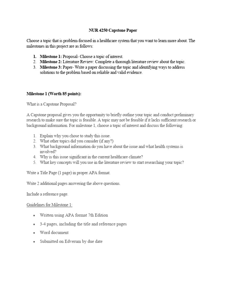 Capstone Project Guide for Healthcare Issues | PDF | Apa Style | Evaluation