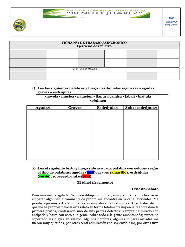 Ejercicios de Lengua y Literatura EGB | PDF