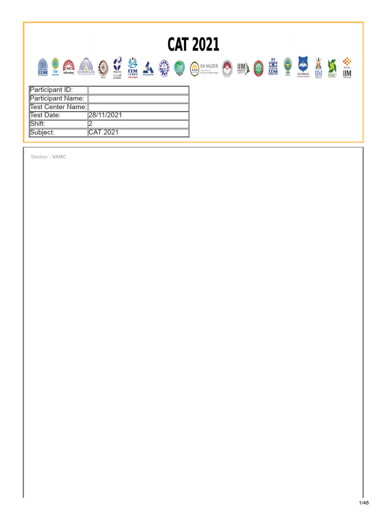 CAT 2021 - Slot 2 - Answer Key | PDF | Knowledge | Nationalism