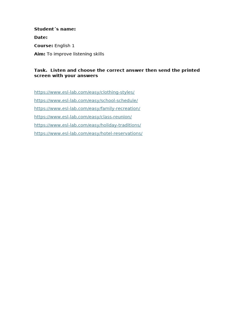 Listening Exercises E1 | PDF