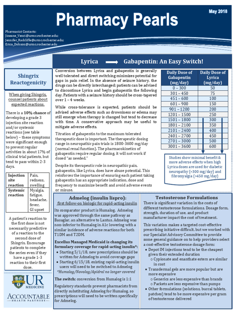 Shingrix Reactions & Medication Switching Guide | PDF | Drugs ...