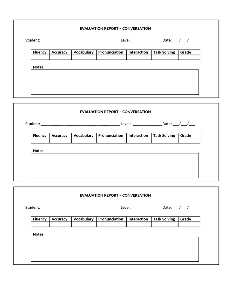 Conversation Evaluation Report Template | PDF