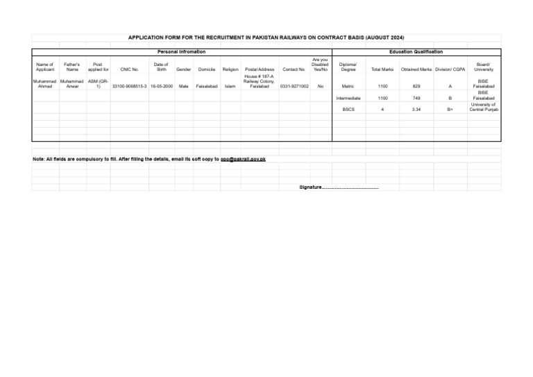 Pakistan Railways Recruitment Application | PDF | Abrahamic Religions ...
