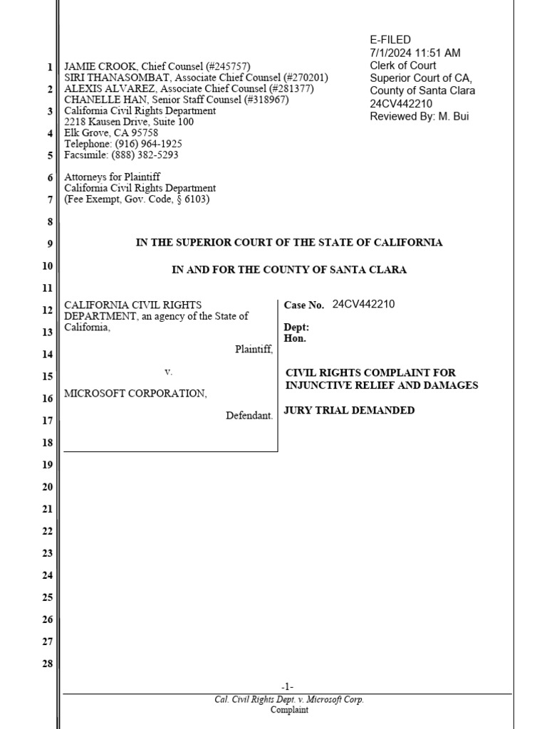 California vs. Microsoft Civil Rights Case | PDF | Civil Rights Act Of ...