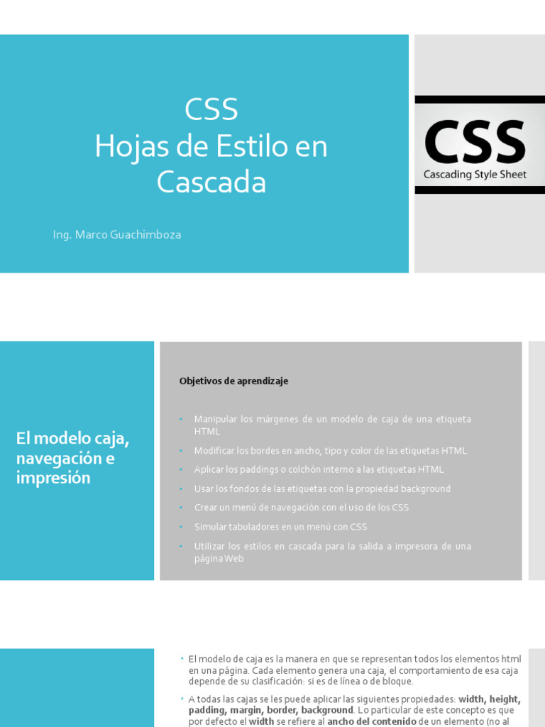 Modelo de Caja en CSS: Fundamentos y Uso | PDF | HTML | Red mundial