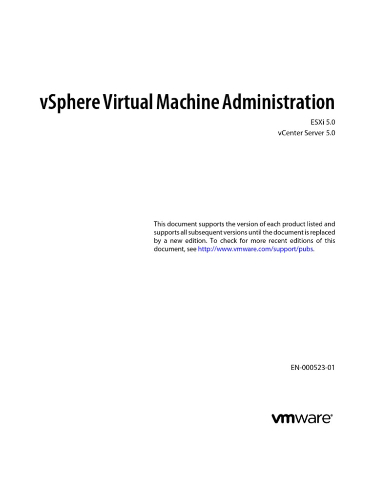 Vsphere Esxi Vcenter Server 50 Virtual Machine Admin Guide | PDF