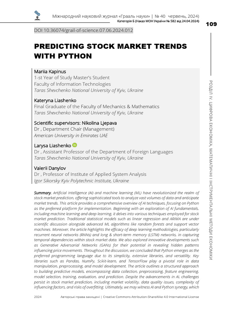 Predicting Stock Trends with Python AI | PDF | Machine Learning | Deep ...