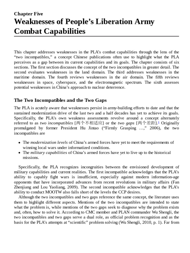 PLA Combat Capability Weaknesses Analysis | PDF | People's Liberation ...