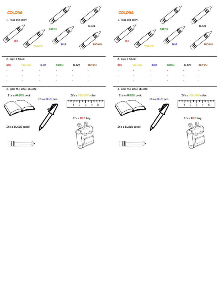 Colours and School Objects | PDF