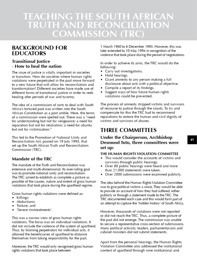 South Africa's Truth and Reconciliation Commission | PDF | Justice ...