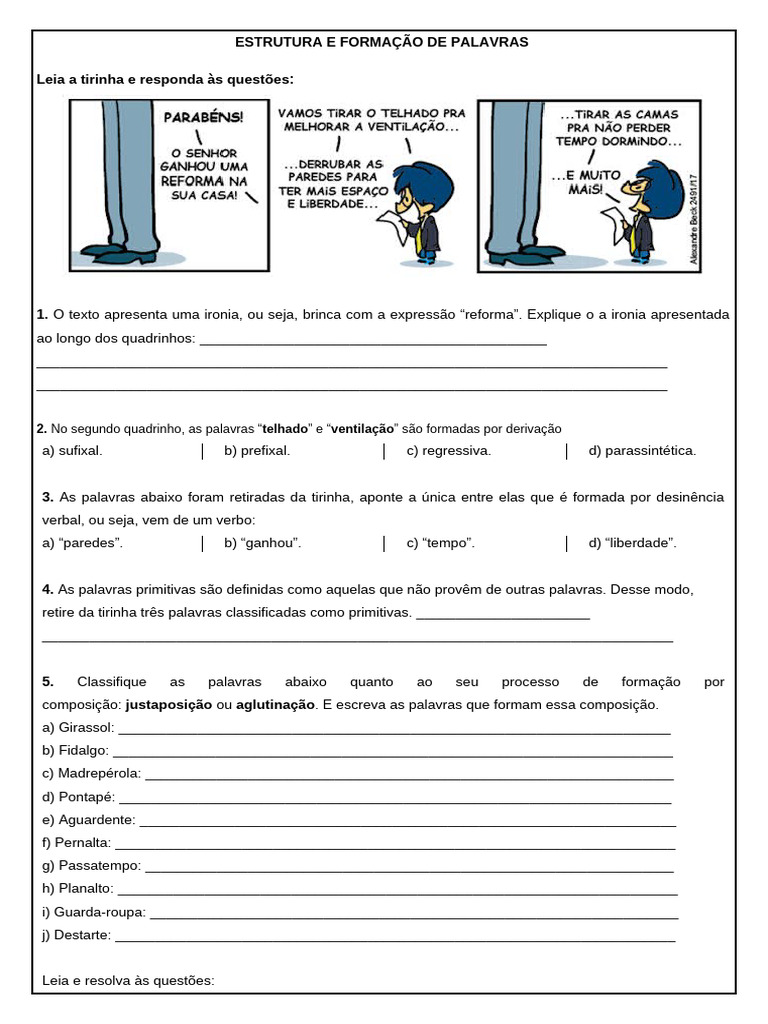 Formação e Estrutura de Palavras | PDF | Morfologia linguística ...