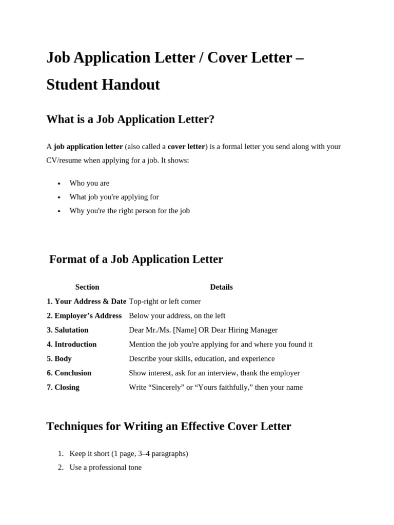 Cover Letter Guide for Job Seekers | PDF