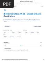 IB Mathematics AA SL Practice Exam - Quadratics | PDF | Cartesian ...