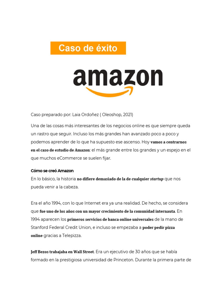 Creación y evolución de Amazon | PDF | Amazon Kindle | Servicios web de ...