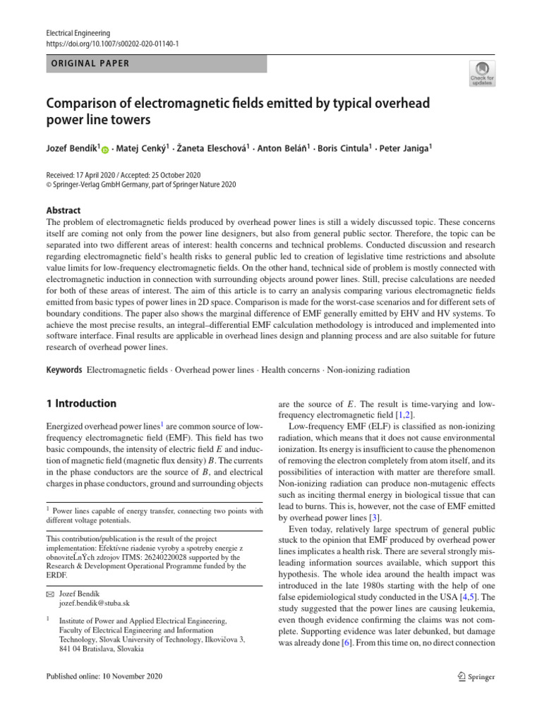 EMF Comparison in Overhead Power Lines | PDF | Electromagnetic Field ...