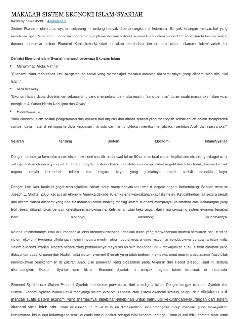 Makalah Sistem Ekonomi Islam