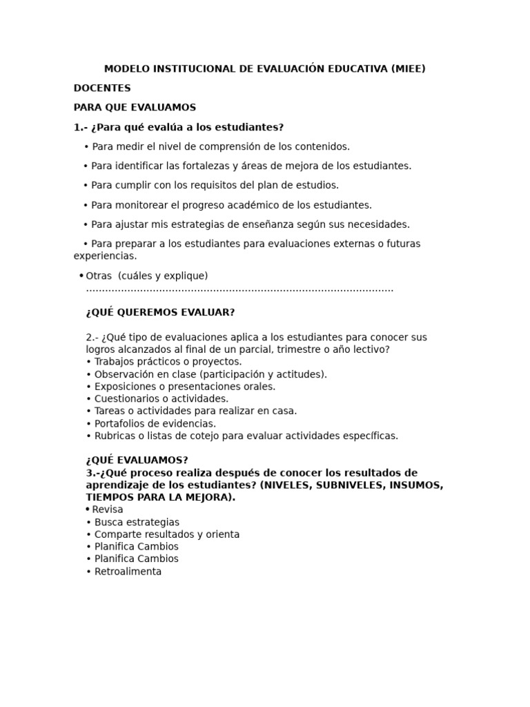 Modelo de Evaluación Educativa Institucional | PDF | Evaluación | Cognición