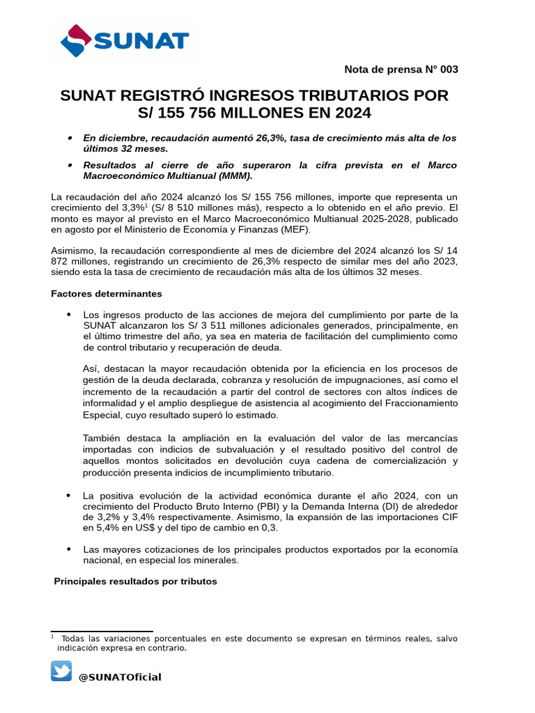 Not A Pren San 0032025 | PDF | Impuestos | Producto Interno Bruto