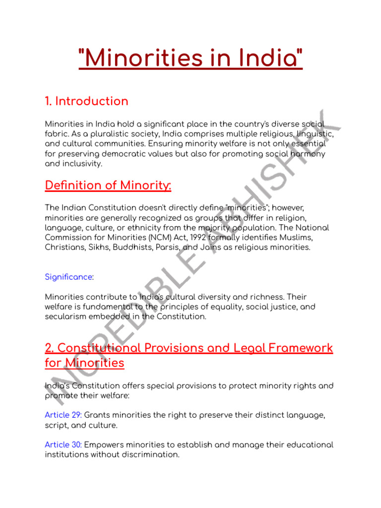 Minority Rights and Welfare in India | PDF | Minority Group ...