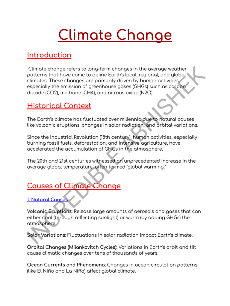 Understanding Climate Change Causes and Impacts | PDF | Climate Change ...