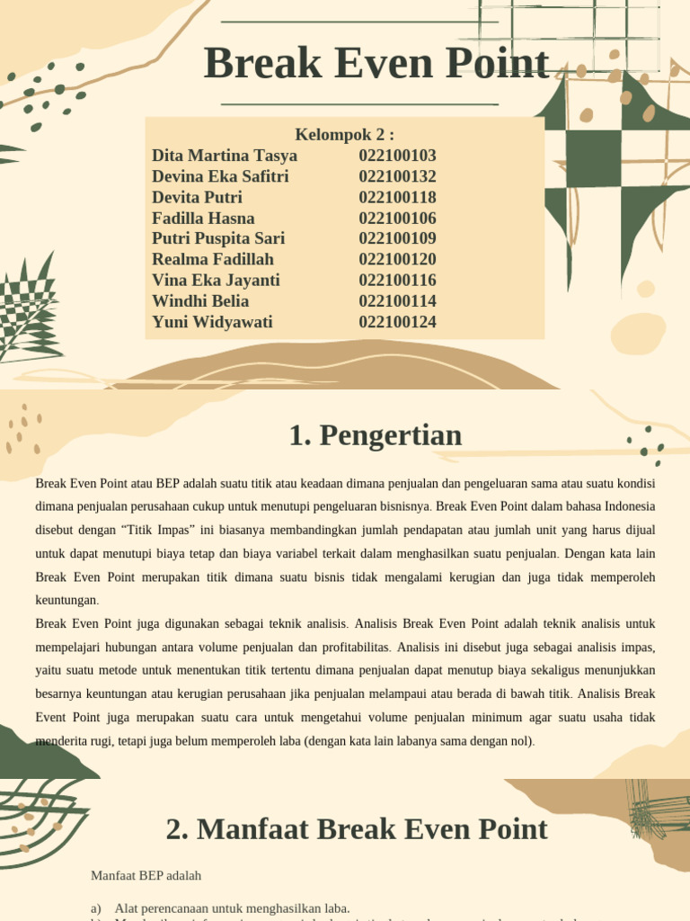 Makna dan Analisis Break Even Point | PDF