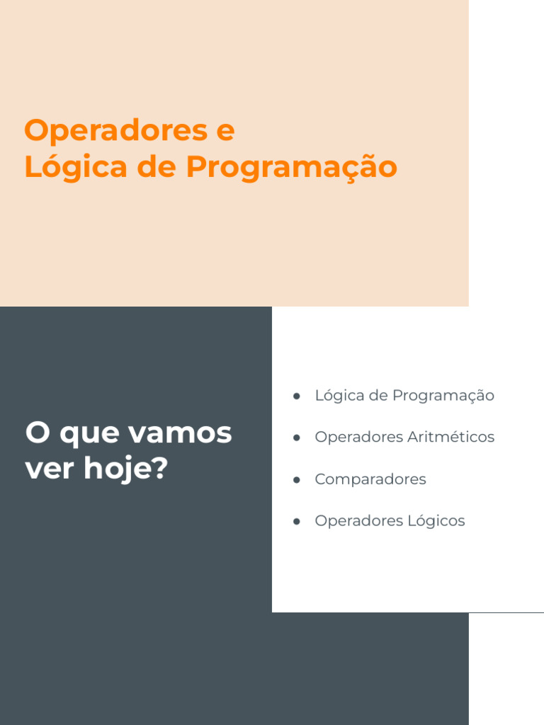 Lógica de Programação e Operadores | PDF | Lógica | Aritmética