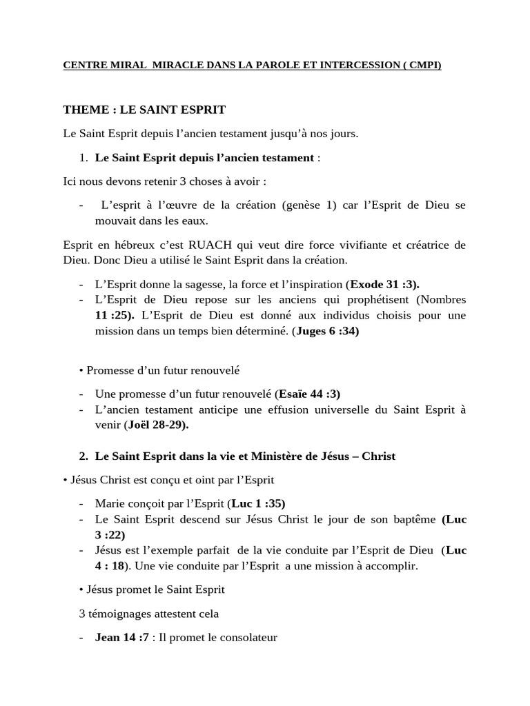 Le Saint Esprit : De la Création à Aujourd'hui | PDF | Saint-Esprit ...