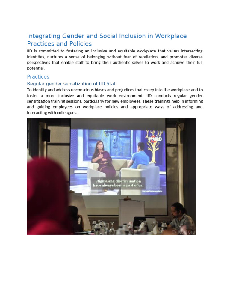 Gender Inclusion in Workplace Policies | PDF | Gender Mainstreaming ...