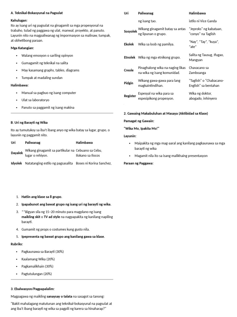 Kahulugan at Katangian NG Teknikal-Bokasyonal | PDF