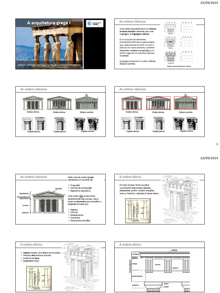 Ordens Clássicas da Arquitetura Grega | PDF | Alvenaria | Mundo greco ...