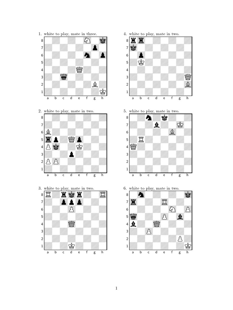 Chess Puzzles: Mate in 2 or 3 Moves | PDF | Chess Theory | Chess Openings