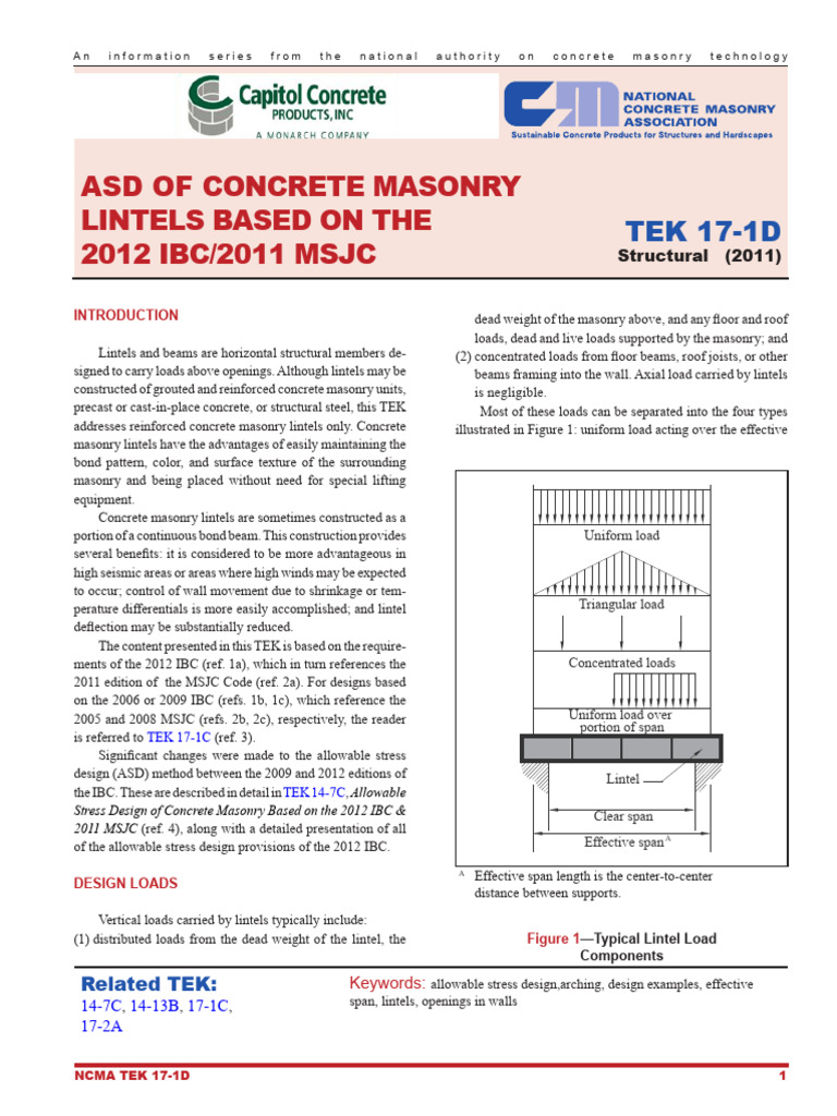 Concrete Masonry Lintels Design Guide | PDF | Masonry | Beam (Structure)